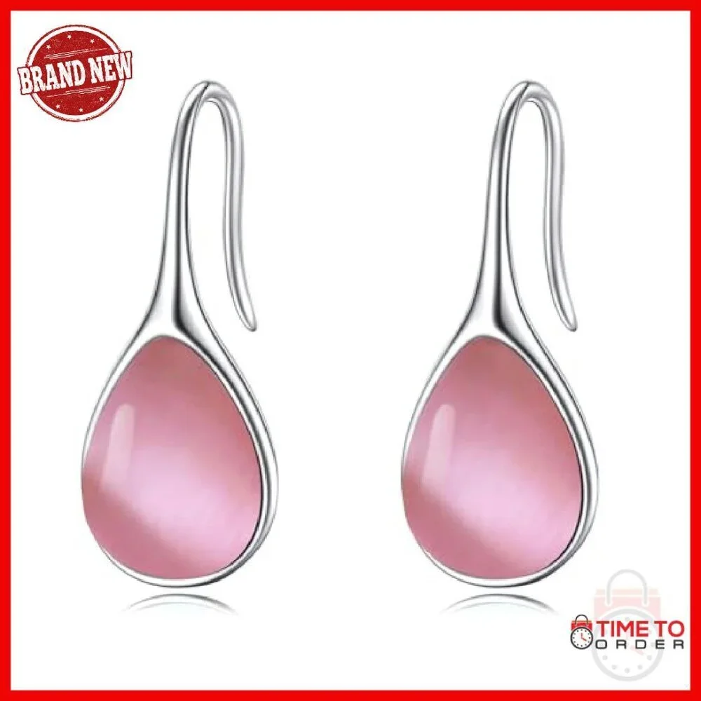 925 Sterling Silver Teardrop Earrings Pull-Through Dangle Elegant Gift